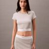 Maglietta corta in cotone Stretch a costine Maglietta corta in cotone Stretch a costine