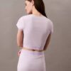 Maglietta corta in cotone Stretch a costine Maglietta corta in cotone Stretch a costine