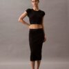 Maglietta corta in cotone Stretch a costine Maglietta corta in cotone Stretch a costine