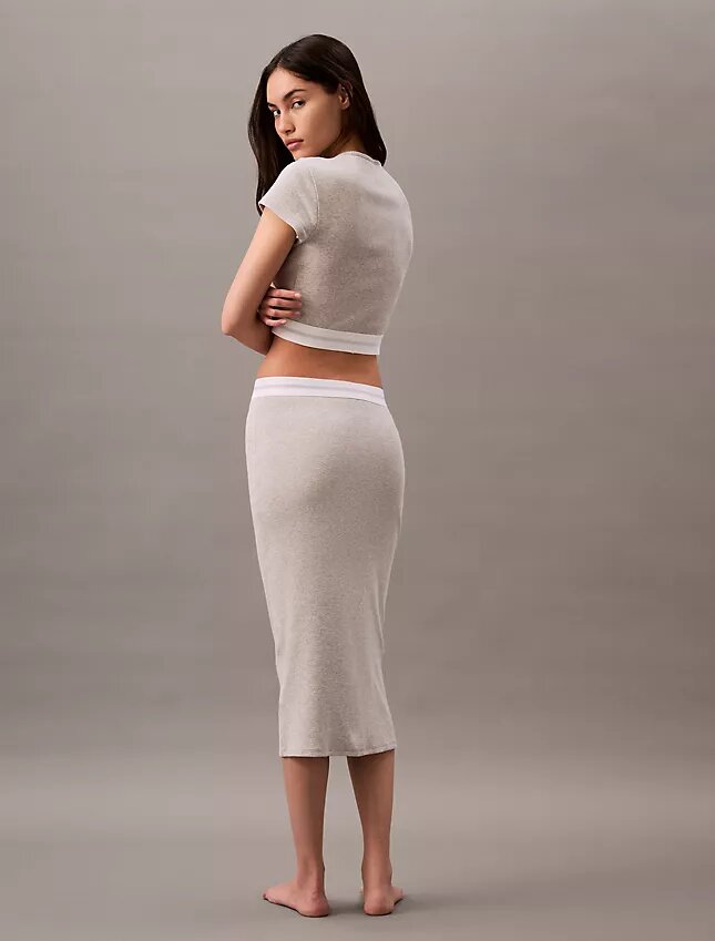 Maglietta corta in cotone Stretch a costine Maglietta corta in cotone Stretch a costine