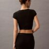 Maglietta corta in cotone Stretch a costine Maglietta corta in cotone Stretch a costine