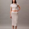 Maglietta corta in cotone Stretch a costine Maglietta corta in cotone Stretch a costine