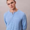 Maglietta da notte Henley in maglia a nido d’ape Maglietta da notte Henley in maglia a nido d’ape