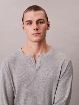 Maglietta da notte Henley in maglia a nido d’ape