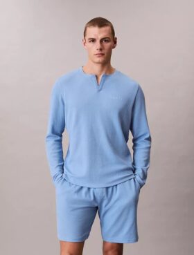 Maglietta da notte Henley in maglia a nido d’ape