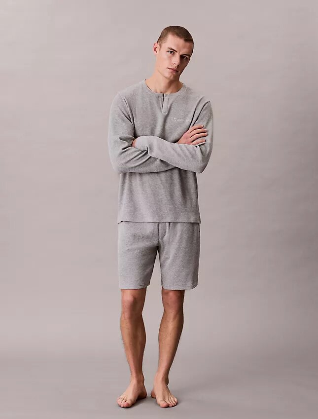 Maglietta da notte Henley in maglia a nido d’ape Maglietta da notte Henley in maglia a nido d’ape