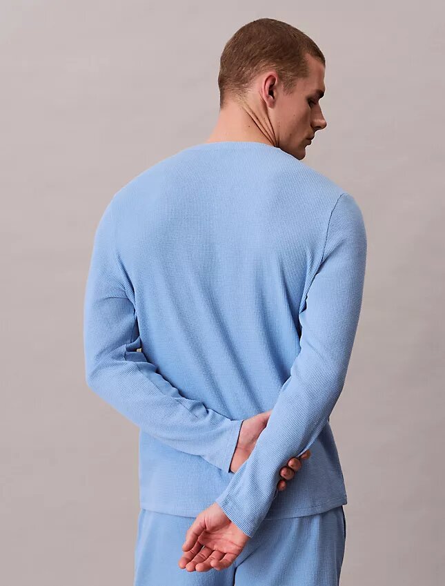 Maglietta da notte Henley in maglia a nido d’ape Maglietta da notte Henley in maglia a nido d’ape