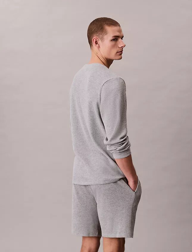 Maglietta da notte Henley in maglia a nido d’ape Maglietta da notte Henley in maglia a nido d’ape