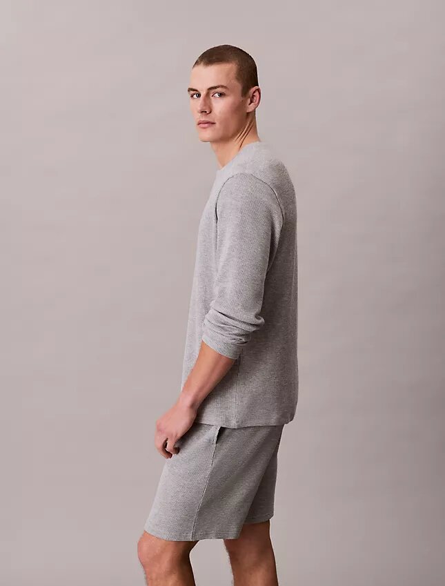 Maglietta da notte Henley in maglia a nido d’ape Maglietta da notte Henley in maglia a nido d’ape