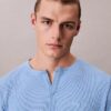Maglietta da notte Henley in maglia a nido d’ape Maglietta da notte Henley in maglia a nido d’ape