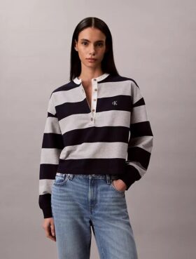 Maglietta Henley a righe varsity