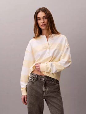 Maglietta Henley a righe varsity