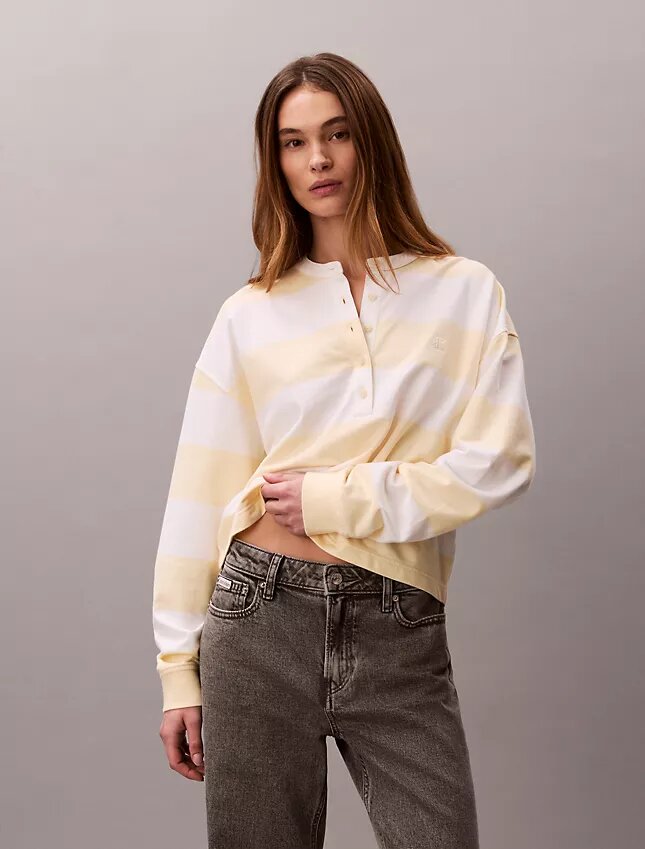 Maglietta Henley a righe varsity Maglietta Henley a righe varsity