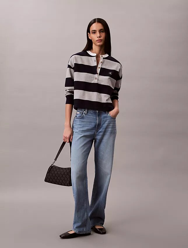 Maglietta Henley a righe varsity Maglietta Henley a righe varsity