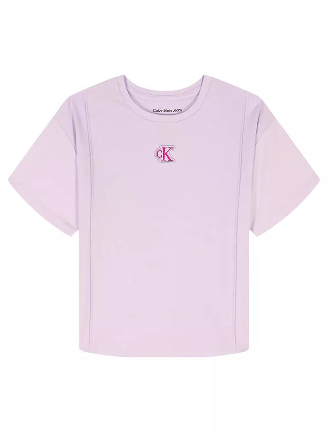 Maglietta per bambina con Monogram e pieghe Maglietta per bambina con Monogram e pieghe
