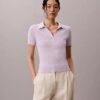 Maglietta polo in cotone a costine liscio Maglietta polo in cotone a costine liscio