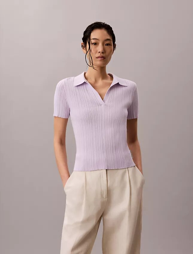 Maglietta polo in cotone a costine liscio Maglietta polo in cotone a costine liscio