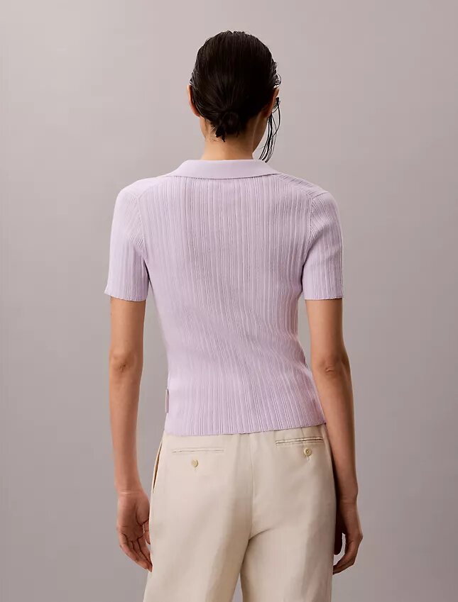 Maglietta polo in cotone a costine liscio Maglietta polo in cotone a costine liscio