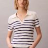 Maglietta polo in cotone a costine liscio