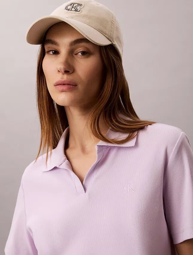 Maglietta polo in cotone con bordi a costine Maglietta polo in cotone con bordi a costine