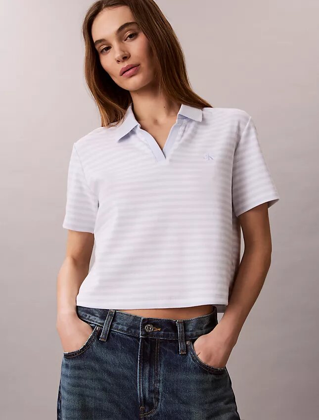 Maglietta polo in cotone con bordi a costine Maglietta polo in cotone con bordi a costine