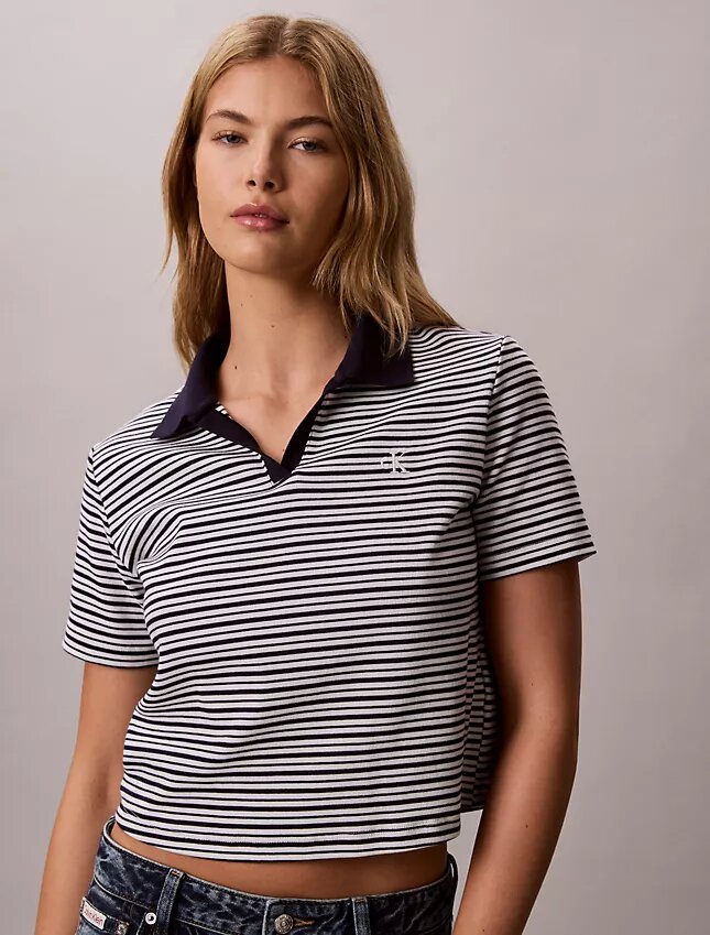 Maglietta polo in cotone con bordi a costine Maglietta polo in cotone con bordi a costine