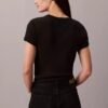 Maglietta slim a costine con logo Maglietta slim a costine con logo