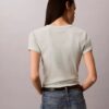 Maglietta slim a costine con logo Maglietta slim a costine con logo