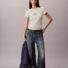 Maglietta slim a costine con logo Maglietta slim a costine con logo