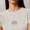 Maglietta slim a costine con logo Maglietta slim a costine con logo