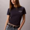 Maglietta slim con logo grafico curvo Maglietta slim con logo grafico curvo
