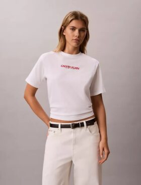 Maglietta squadrata con logo Calvin Klein