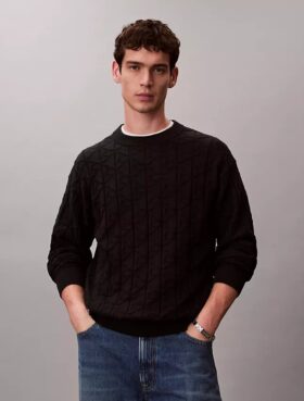 Maglione a coste con logo su tutta la superficie Maglione a coste con logo su tutta la superficie