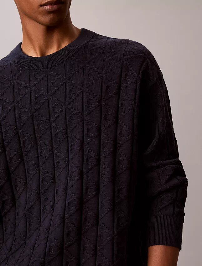 Maglione a coste con logo su tutta la superficie Maglione a coste con logo su tutta la superficie