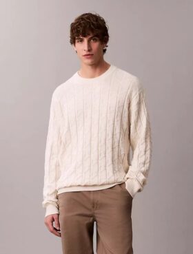 Maglione a costine con logo su tutta la superficie