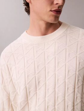 Maglione a costine con logo su tutta la superficie