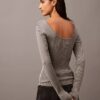 Maglione a scollo rotondo a costine