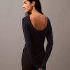 Maglione a scollo rotondo a costine