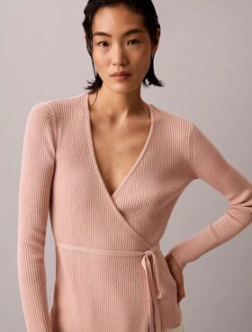 Maglione avvolgente in misto lino