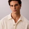 Maglione button-down con trama a rete Maglione button-down con trama a rete