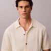 Maglione button-down con trama a rete Maglione button-down con trama a rete