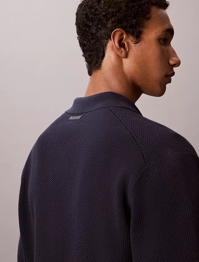 Maglione button-down con trama a rete Maglione button-down con trama a rete