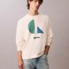 Maglione classico con grafica a blocchi di colore e logo Maglione classico con grafica a blocchi di colore e logo