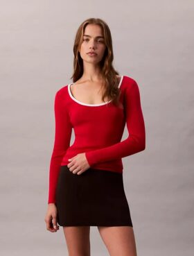 Maglione classico con scollo rotondo in misto cotone Maglione classico con scollo rotondo in misto cotone