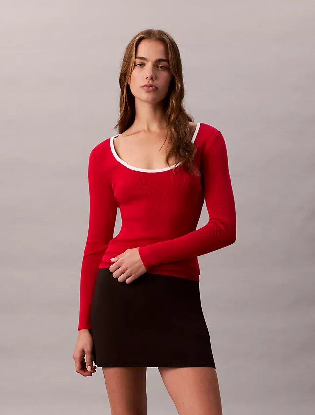 Maglione classico con scollo rotondo in misto cotone Maglione classico con scollo rotondo in misto cotone