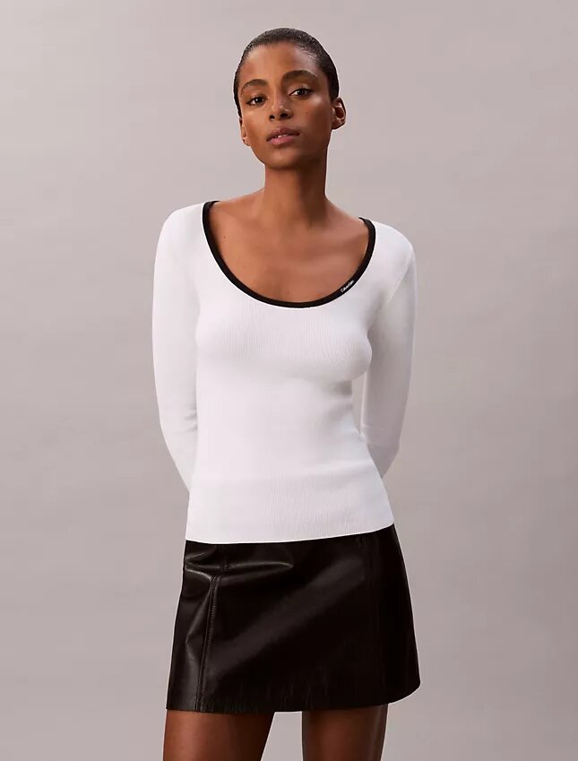 Maglione classico con scollo rotondo in misto cotone Maglione classico con scollo rotondo in misto cotone