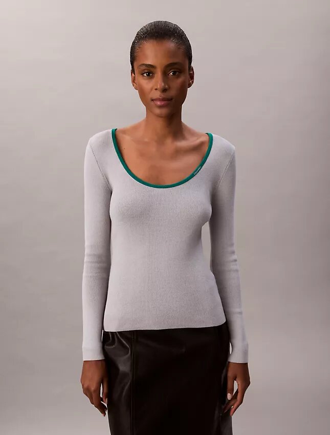 Maglione classico con scollo rotondo in misto cotone Maglione classico con scollo rotondo in misto cotone