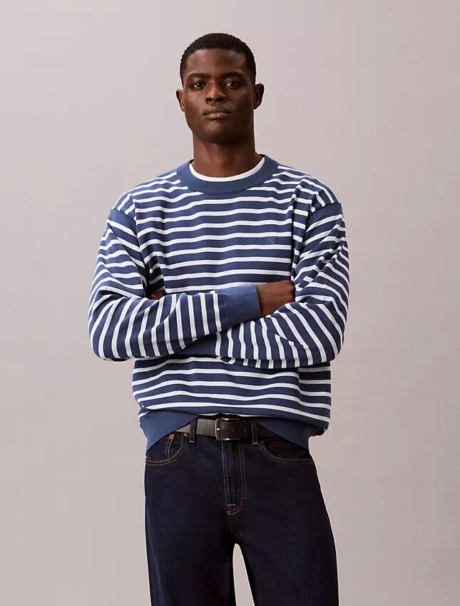 Maglione comodo a righe in morbido cotone Maglione comodo a righe in morbido cotone