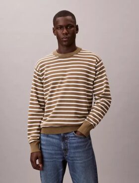 Maglione comodo a righe in morbido cotone