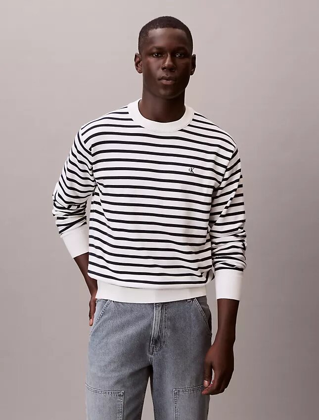 Maglione comodo a righe in morbido cotone Maglione comodo a righe in morbido cotone